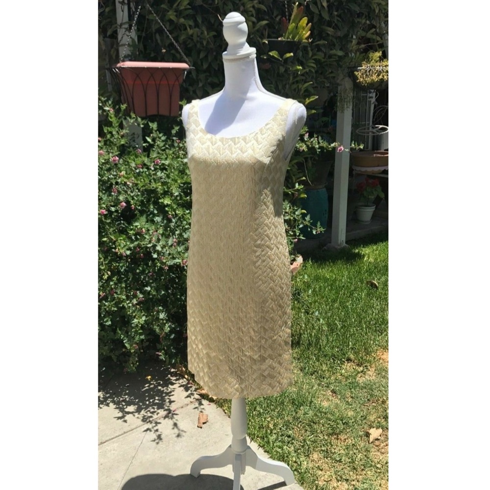 Lanz Gold Quilted Dress vintage 1960s